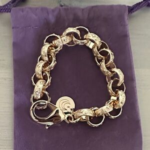 Jane Win Rolo chunky  Gold Link Bracelet with small moon charm